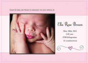 Sample Birth Announcement Card